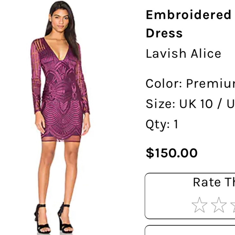 Embroidered mesh plunge dress